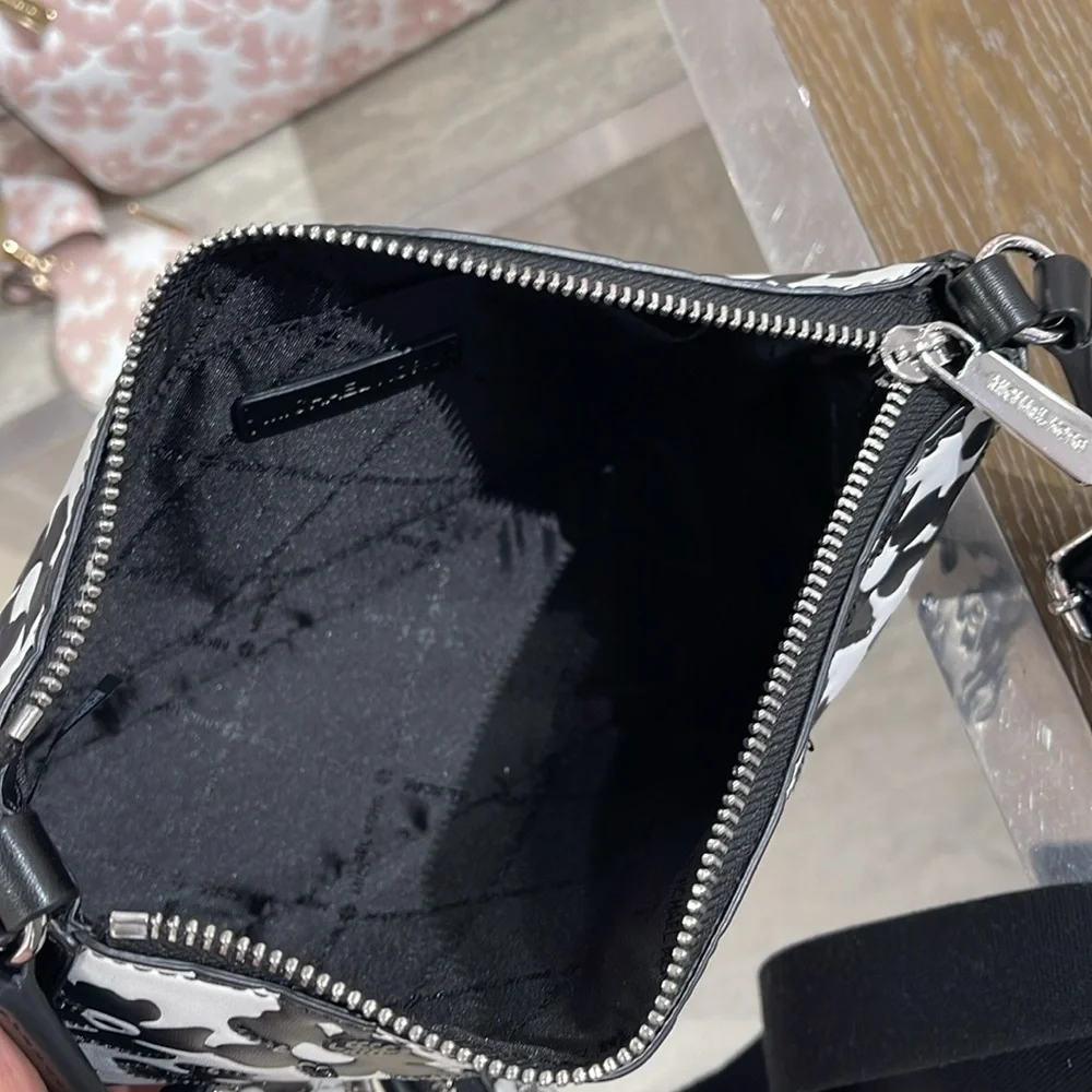 Michael Kors Jet Set Sm Sequined Floral Print Crossbody Case for Apple Airpods P - Picture 7 of 16